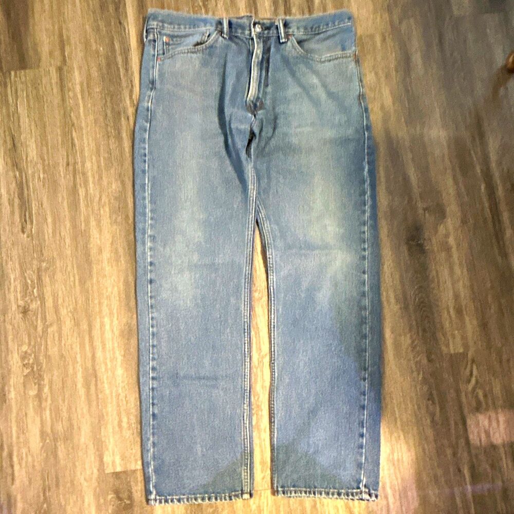 Mens Regular Fit Levi's 505 Jeans Blue Light Wash Denim Zip Straight 5-Pocket